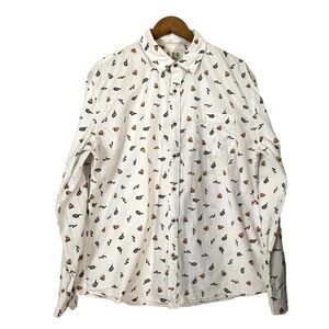 VSTR Premium Button Down Camping Shirt Bacon, Eggs and Campfire Allover Graphic